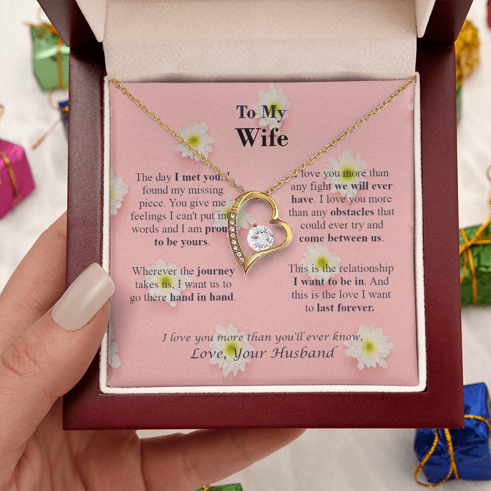 To M Y Wife - Forever Necklace - Love Your Husband - Pink Daisy Forever Love Necklace