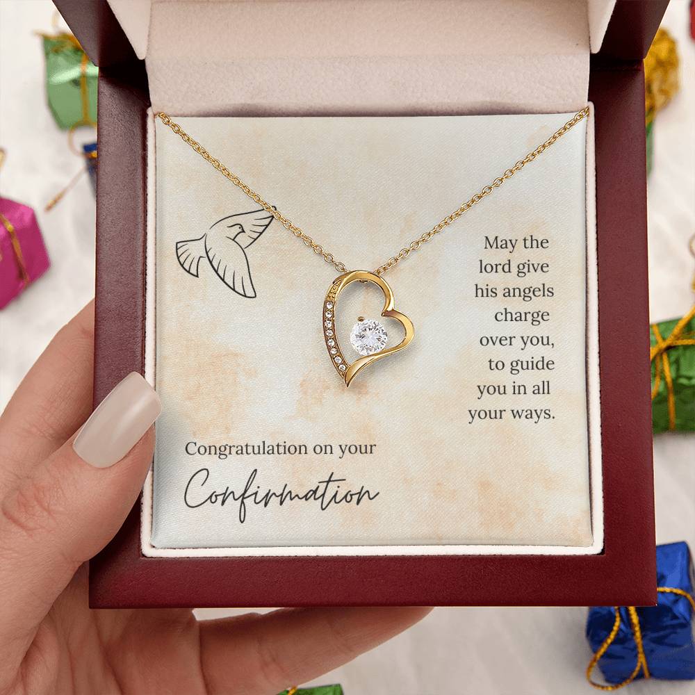 Congratulation On Your Confirmation - May The Lord Give His Angels Charge Over You To Guide You In All Your Ways - Necklace Forever Love Necklace