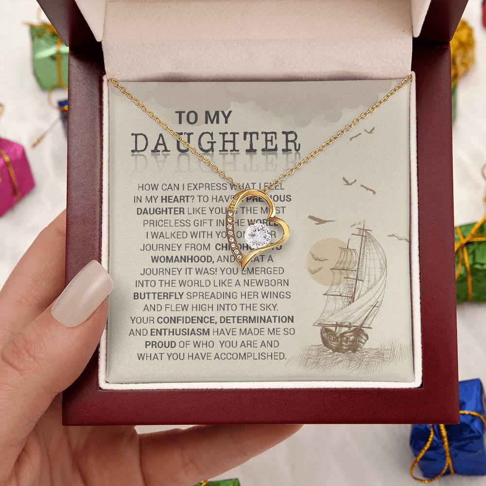 To My Daughter Love Mum White Gold Necklace Forever Love Necklace