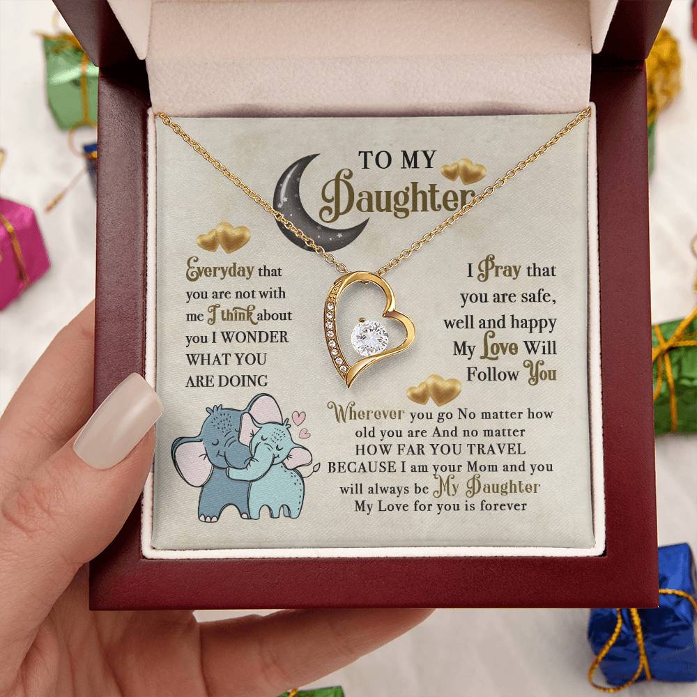 To My Daughter Elephant Mom Birthday Gift - To My Wonderful Mom - Elephant Mother Daughter Songift To Mom Forever Love Necklace