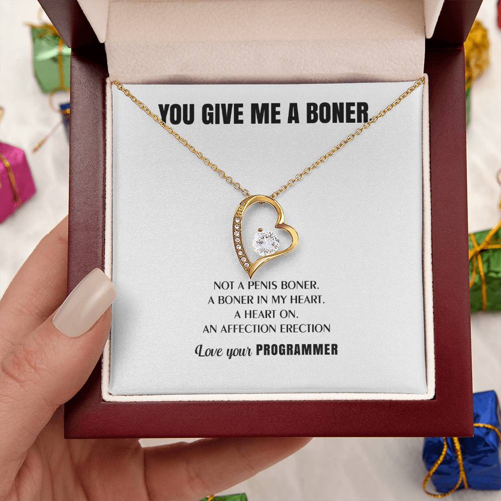 You Give Me A Heart Boner An Affection Erection Funny & Sarcastic Love For Her ♥ Mature Best Funny Gag Gifts For Programmer Wife On Special Days Forever Love Necklace