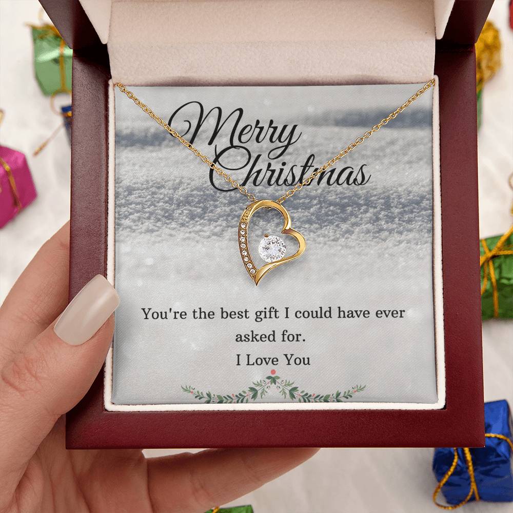 Merry Christmas Heart Necklace Forever Love Necklace