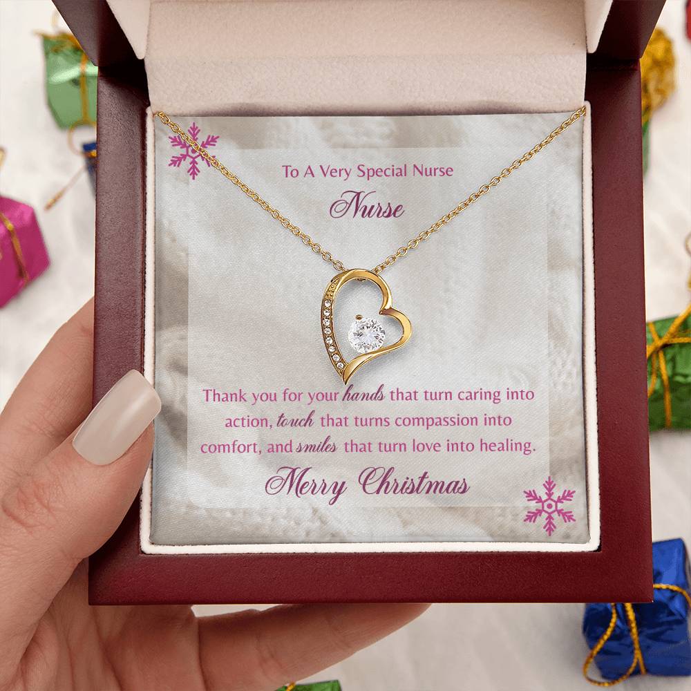 Merry Christmas To A Special Nurse 14K Gold Necklace Forever Love Necklace