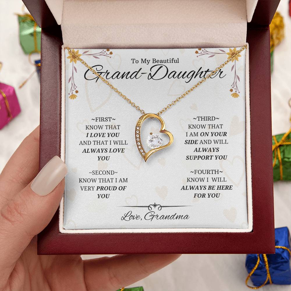To Granddaughterfour Things To Remembercrystal In Heart Necklacefrom Grandma 1 Forever Love Necklace