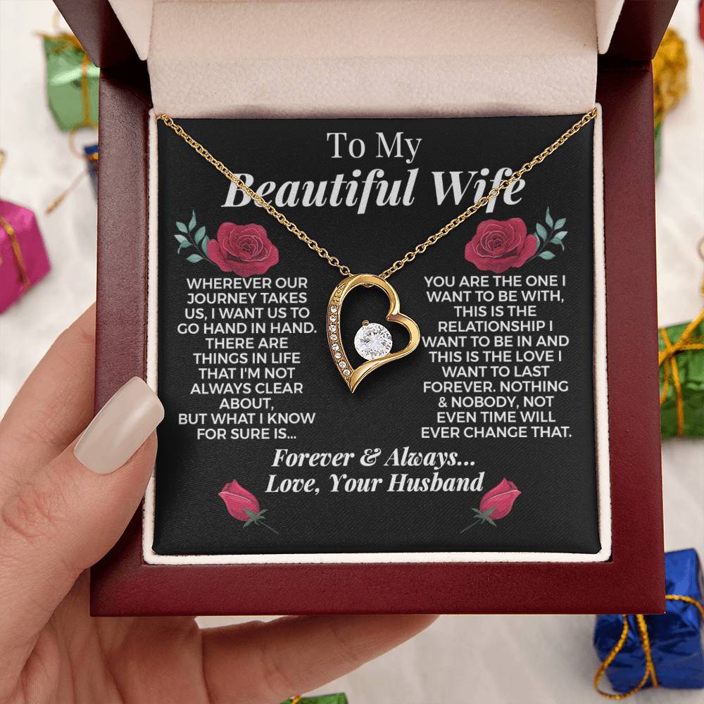 To My Beautiful Wife 14k Gold Necklace Forever Love Necklace