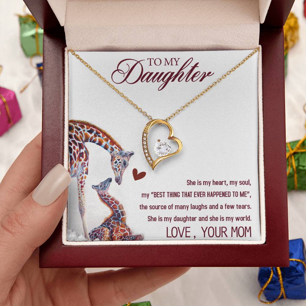 To My Daughter Forever Love Necklace Gifts - Gift For Daughter From Mom - Daughter Gift From Mom Forever Love Necklace
