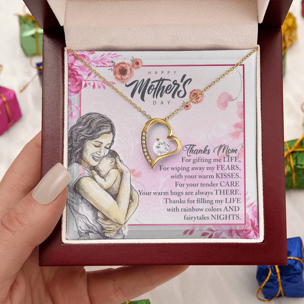 Thanks Mom For Gifting Me Life - Forever Love Necklace Forever Love Necklace
