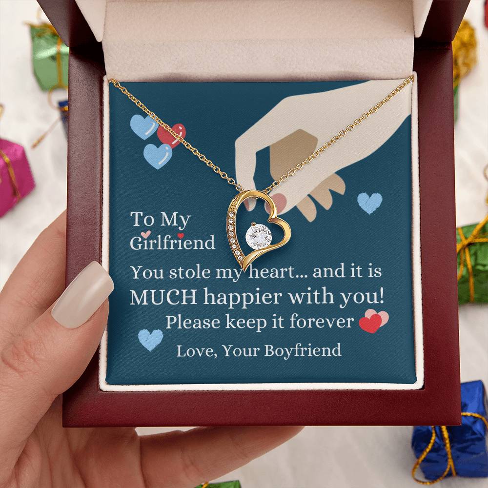 To My Girlfriend You Stole My Heart Necklace Forever Love Necklace