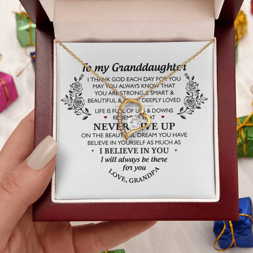 To My Granddaughter - I Will Always Be There For You Grandpa - Granddaughter Necklace Granddaughter Forever Love Necklace