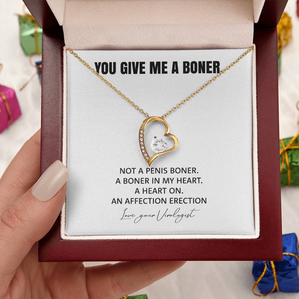 You Give Me A Heart Boner An Affection Erection Funny & Sarcastic Love For Her ♥ Mature Best Funny Gag Gifts For Virologist Wife On Special Days Forever Love Necklace