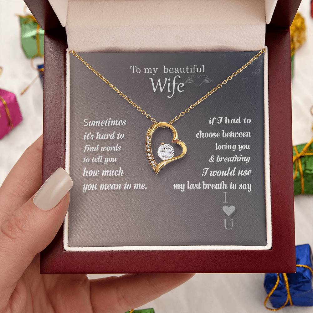 To My Beautiful Wife Anniversary Necklace For Wife 14k White Gold And 18k Yellow Gold 1 Forever Love Necklace