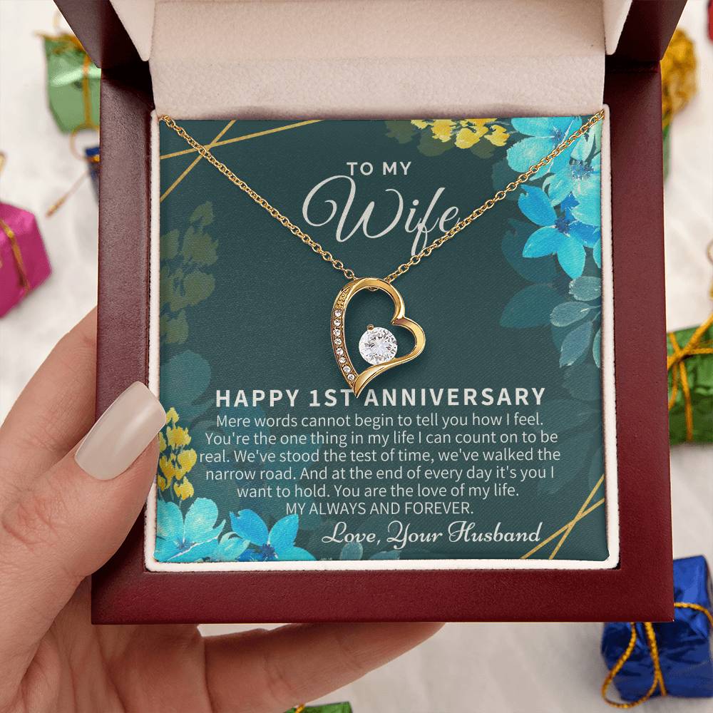1st Anniversary Gift For Wife 1st Wedding Anniversary One Year Anniversary Gifts First Year Anniversary First Anniversary Gift For Forever Love Necklace