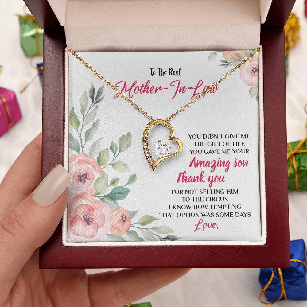 Happy Mother's Day Gift Best Mother In Law Forever Love Necklace