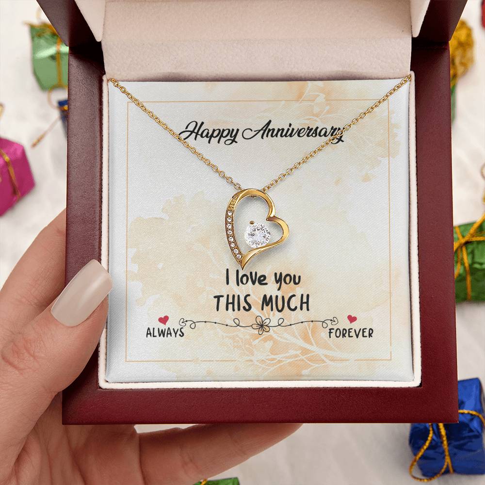 Happy Anniversary Necklace I Love You This Much Forever Love To My Wife Necklace From Husband Anniversary Gift For Wife Birthday Forever Love Necklace