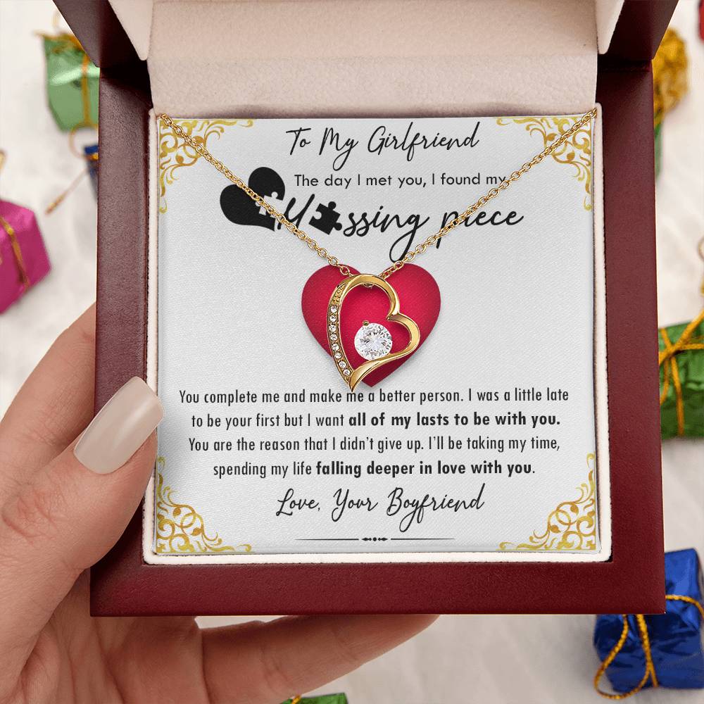To My Girlfriend The Day I Met You I Found My Missing Piece... 1 Forever Love Necklace