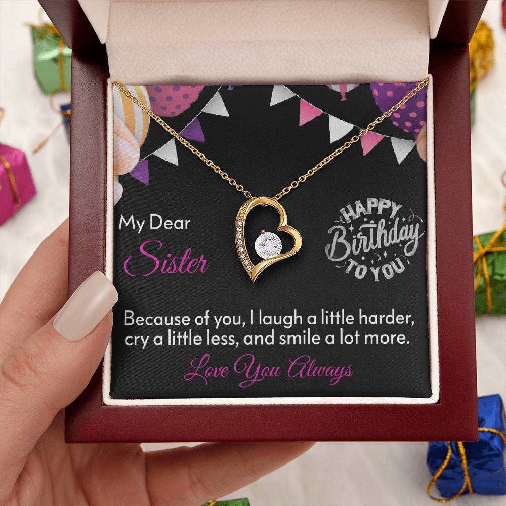 My Dear Sister Happy Birthday 925 Sterling Silver Pendant 1 Forever Love Necklace