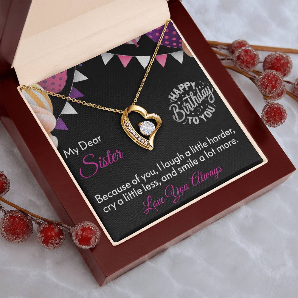 My Dear Sister Happy Birthday 925 Sterling Silver Pendant 1 Forever Love Necklace