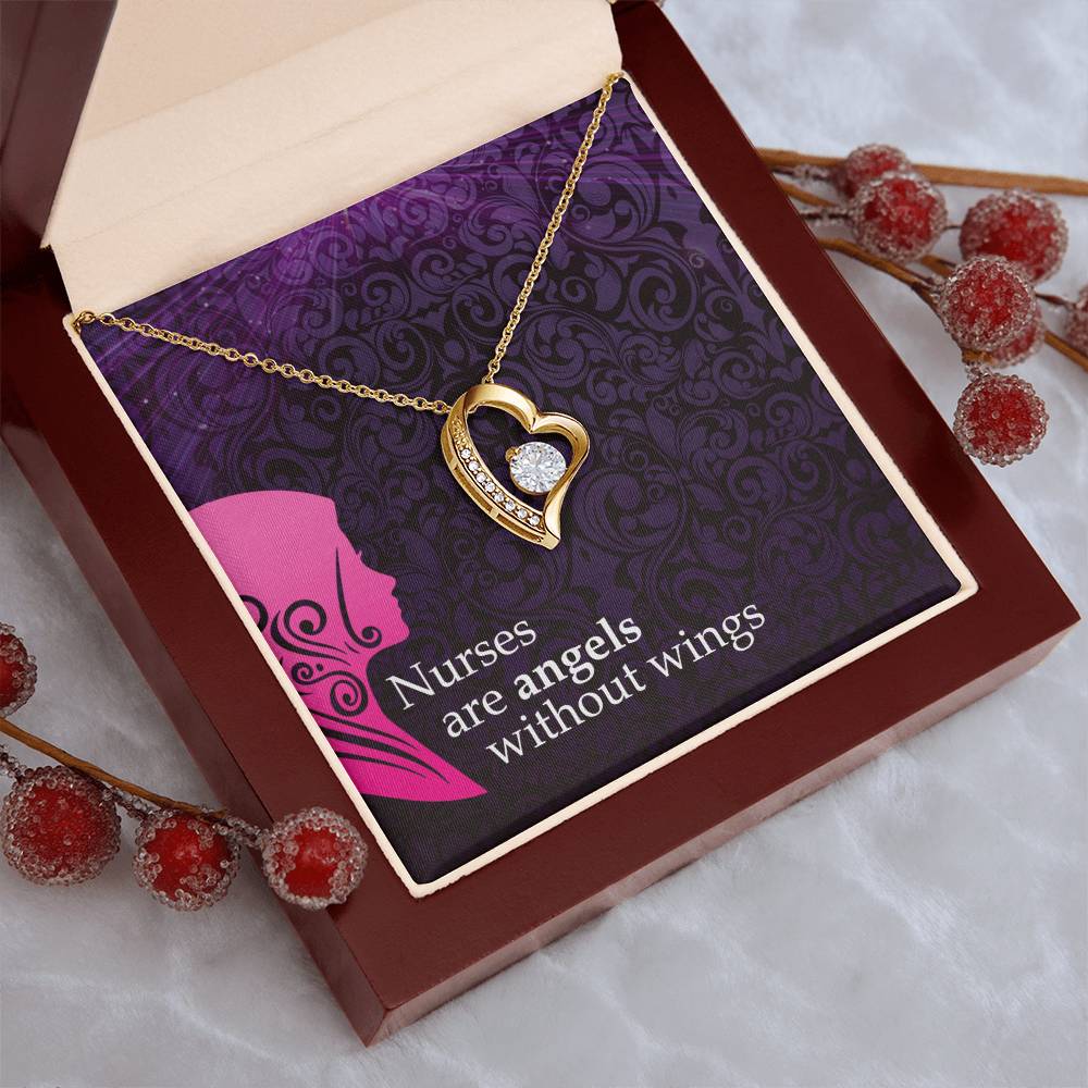Nurse Appreciation Gift Necklace Nurse Graduation Nurse Week Jewelry Practitioner Retirement Wing Rn Necklace Nurses Are Angels Without Wings Pendent Forever Love Necklace