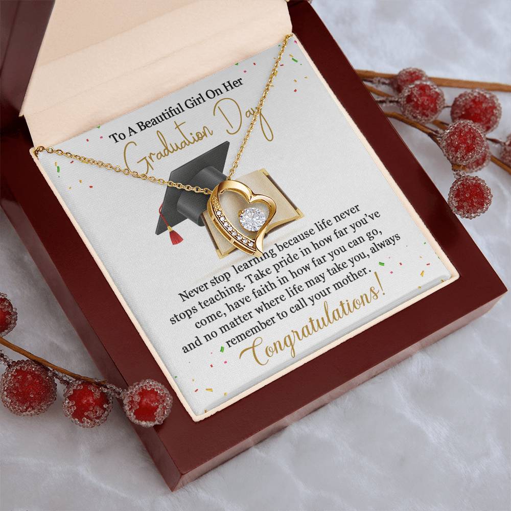 To A Beautiful Girl On Her Graduation Day. Congratulation!!! Forever Love Necklace