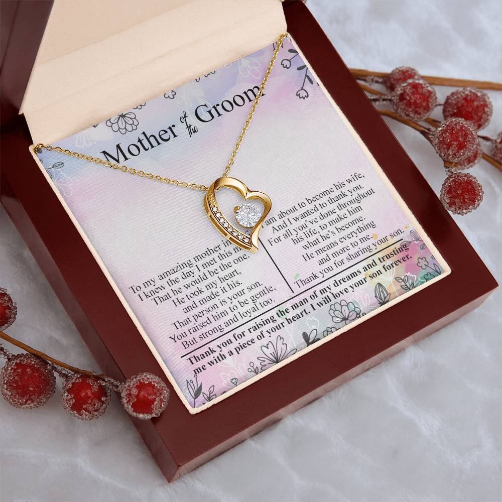 Mother Of The Groom Wedding Gift Bridal Party Rehearsal Dinner Man Of My Dreams Parent Of Groom Bridal Shower Christmas Gifts Birthday Gifts Forever Love Necklace