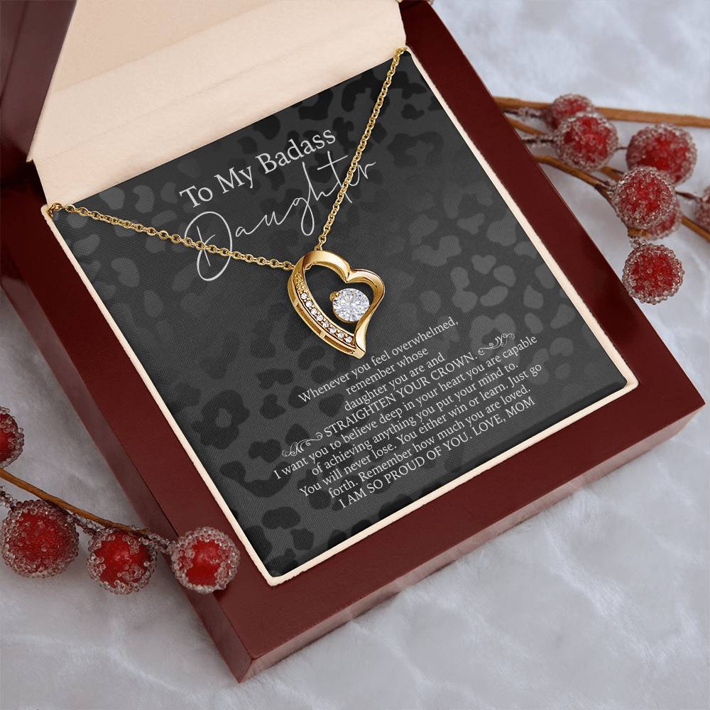 To My Badass Daughter Necklace From Mom 21St Birthday Daughter Gift - Daughter Gift Necklace Daughter Birthday Gift Gift For Daughter Daughter Forever Love Necklace