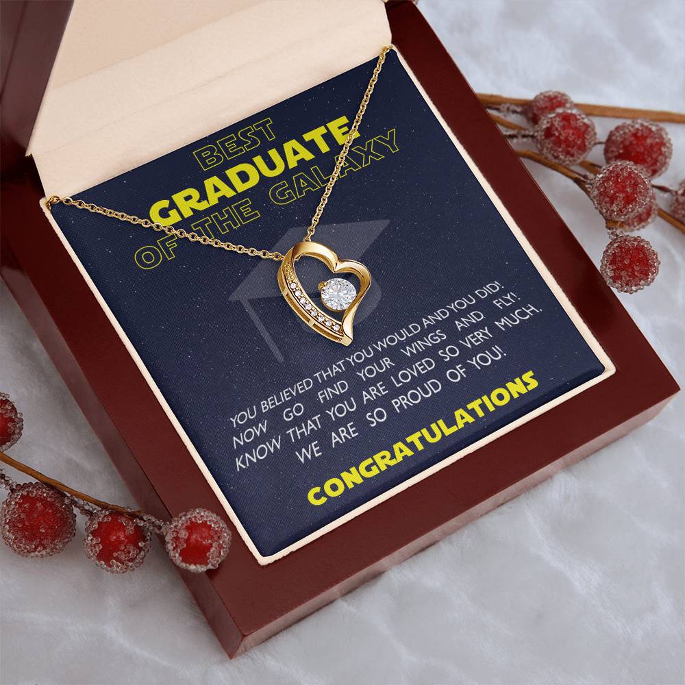 Best Graduate Of The Galaxy Congratulations Graduate On Your Degree Hotter By One Degree Graduation Necklace Phd Graduation Forever Love Necklace