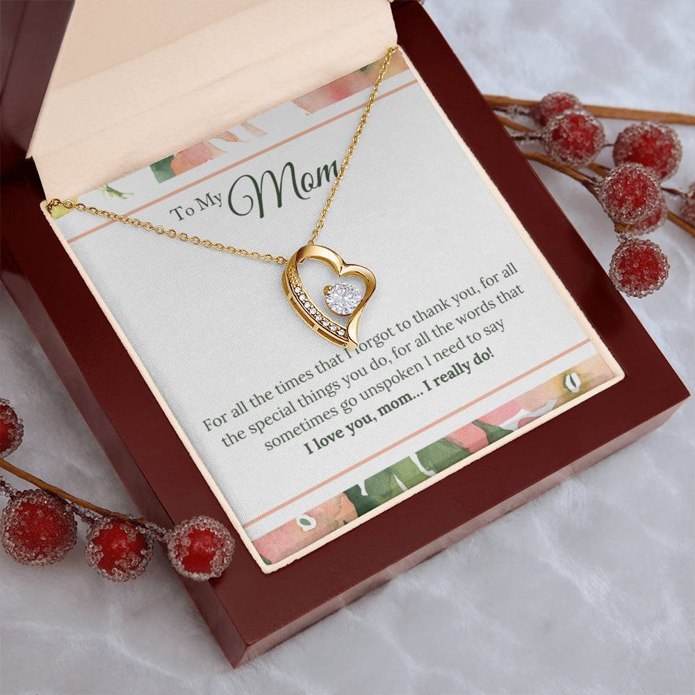 To My Mom Message Card Design And Necklace Forever Love Necklace