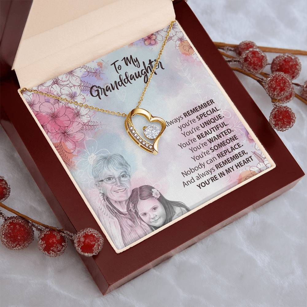 To Our Granddaughter White Gold Necklace Forever Love Necklace