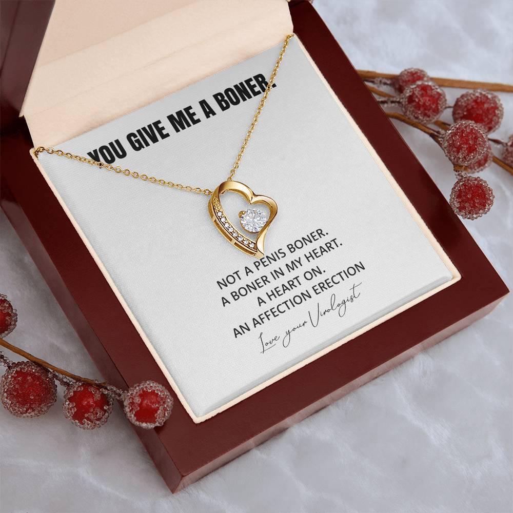 You Give Me A Heart Boner An Affection Erection Funny & Sarcastic Love For Her ♥ Mature Best Funny Gag Gifts For Virologist Wife On Special Days Forever Love Necklace