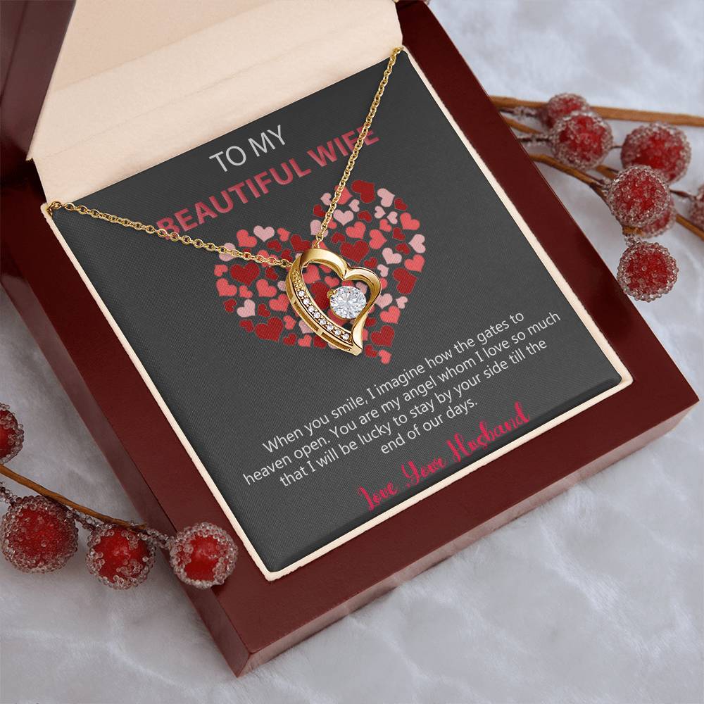 To My Beautiful Wife Gift From Husband 925 Sterling Silver Pendant 1 Forever Love Necklace