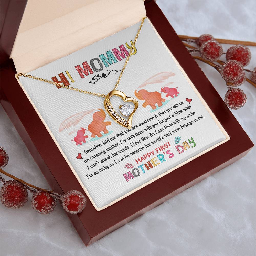 Hi Mommy Grandma Told Me That You Are Awesome Happy Mothers Day Mom Gifts From Daughter Gift For Mom From Daughter Forever Love Necklace