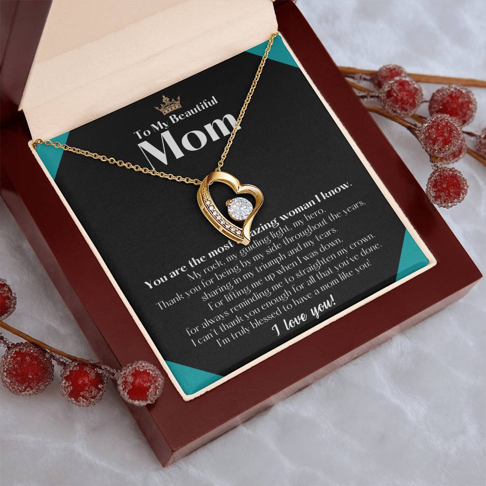 To My Beautiful Mom Necklace Badass Mom Gift Mother’s Day Gift Birthday Gift Gift From Daughter On Wedding Day Forever Love Necklace