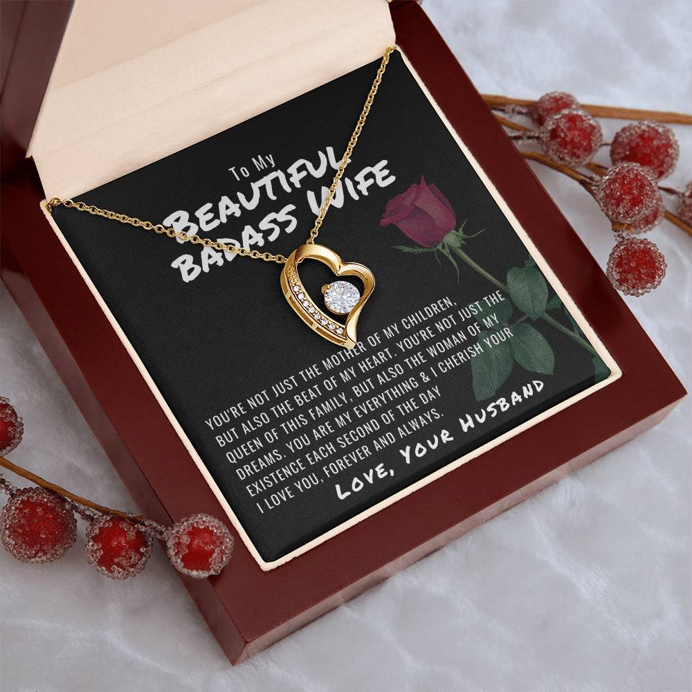To My Beautiful Badass Wife Necklace Forever Love Necklace