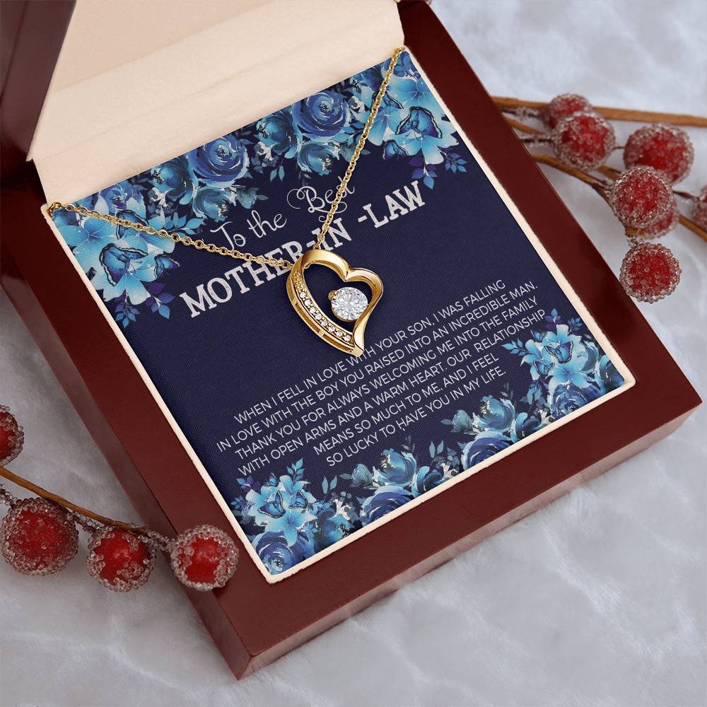 To The Best Mother In Law When I Fell In Love With Your Son. I Was Falling In Love With Boy You Raised Into An Incredible Man Forever Love Necklace