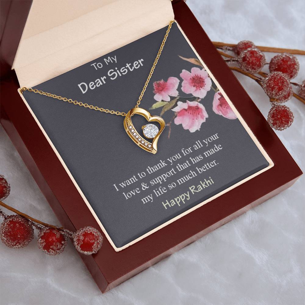 To My Dear Sister Happy Rakhi 925 Sterling Silver Pendant 1 Forever Love Necklace