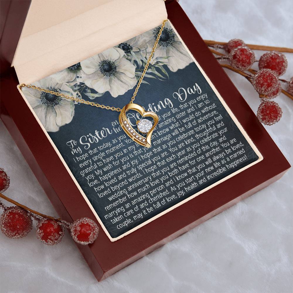 Sister Wedding Day Forever Love Necklace Gift To Bride From Sister Necklace Sister To Bride Gift Bride Jewelry Cute Gift From Sister Forever Love Necklace