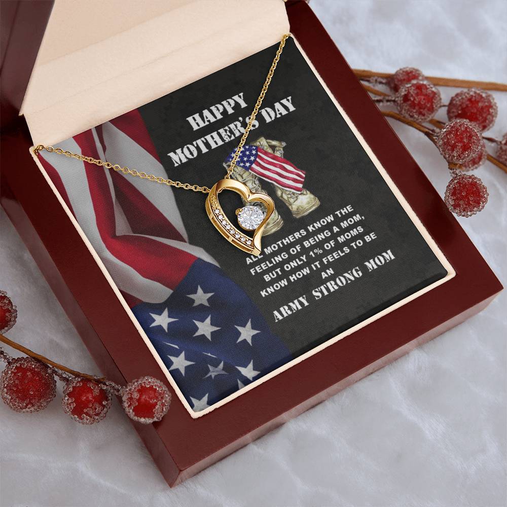 Army Mom Gift Strong Mom Forever Love Necklace