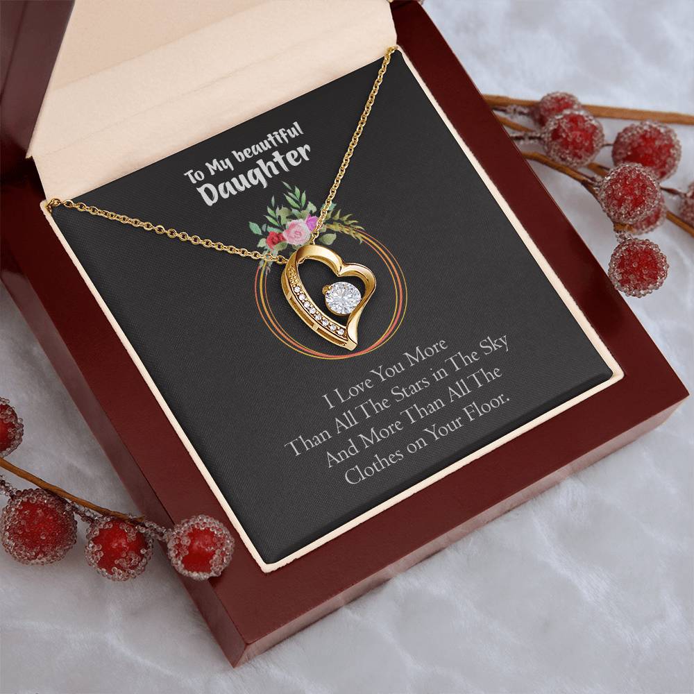 To My Daughter I Love You More Mom Daughter Necklace From Mom Valentine's Mother's Day Daughter Birthday Gift Daughter Graduation Gift For Daughter Forever Love Necklace