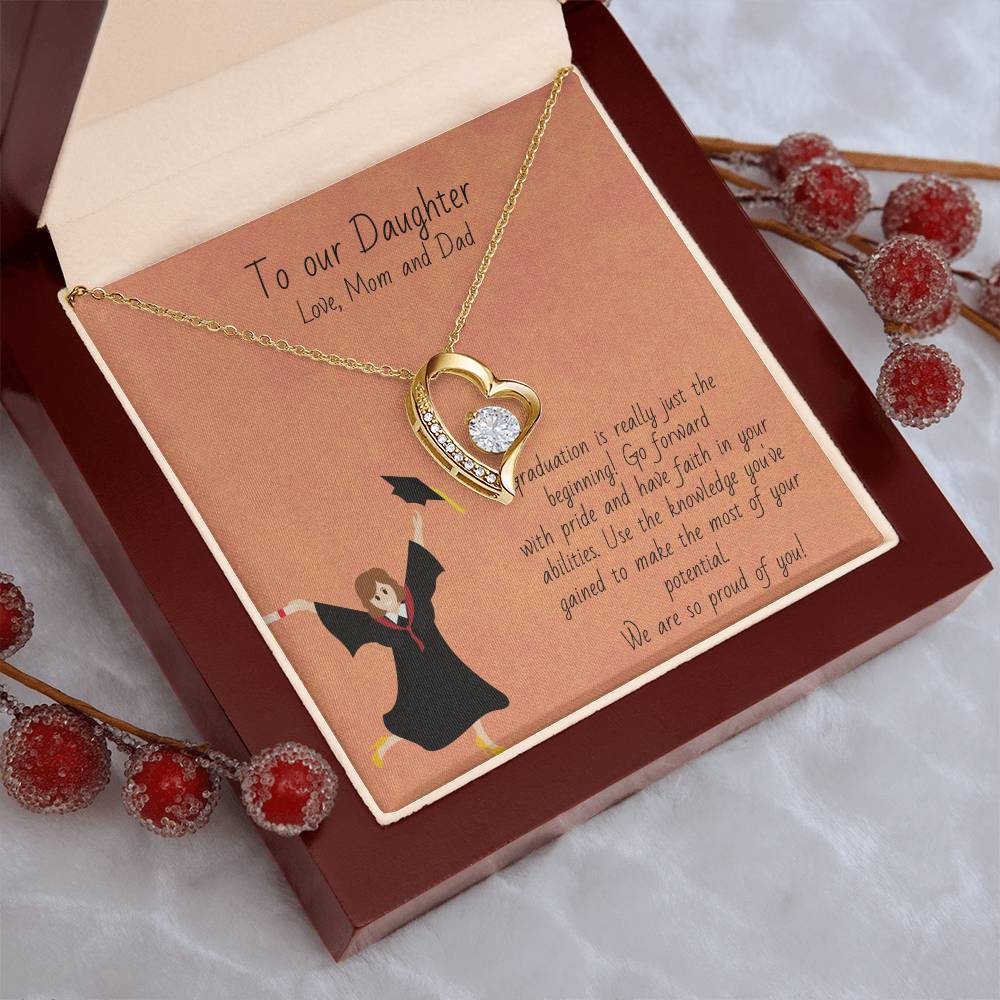 Graduation - Happy Graduation To Our Daughter - Graduation Gift Necklace Graduation Gift For Her College Forever Love Necklace