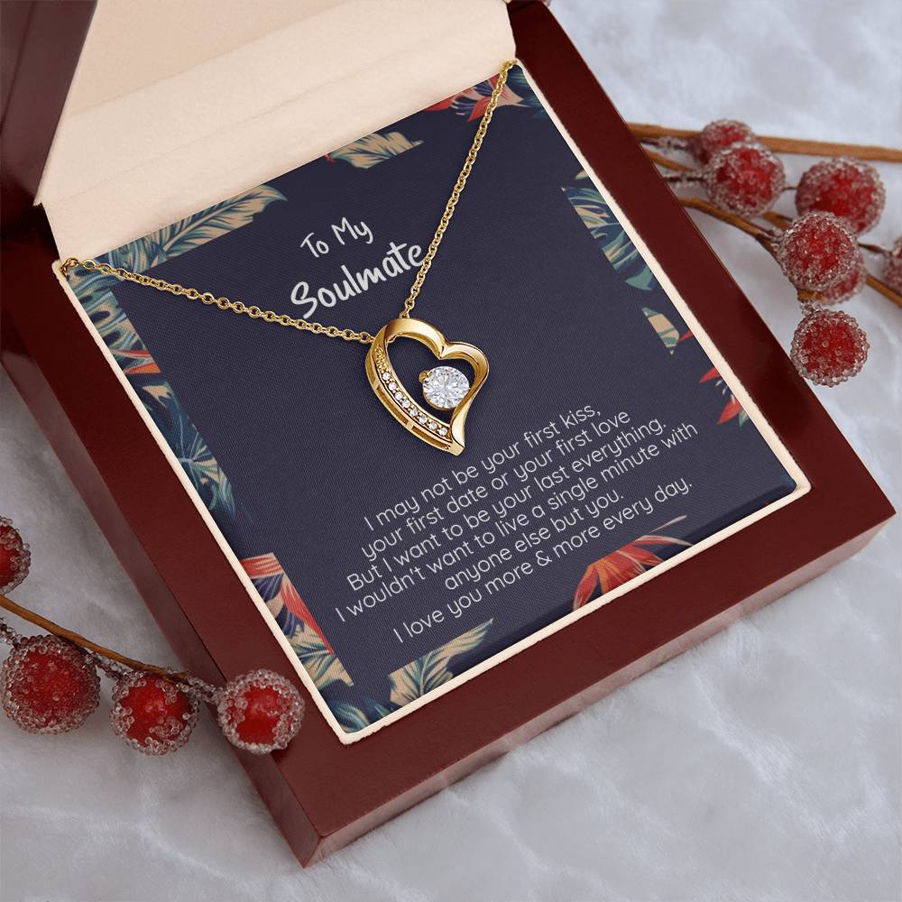 My Soulmate Your Last Everything 14k White Or 18k Yellow Finish Cz Heart Crystal Necklace Forever Love Necklace