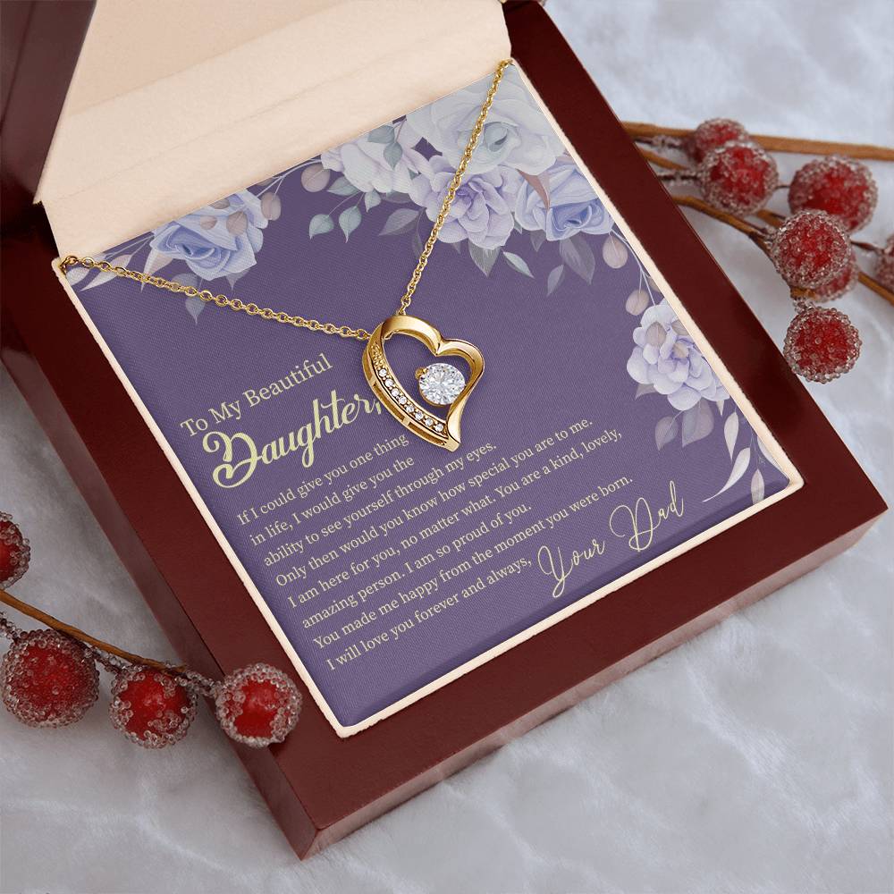 To My Beautiful Daughter Necklace From Dad - Daughter Gift From Dad Forever Love Necklace