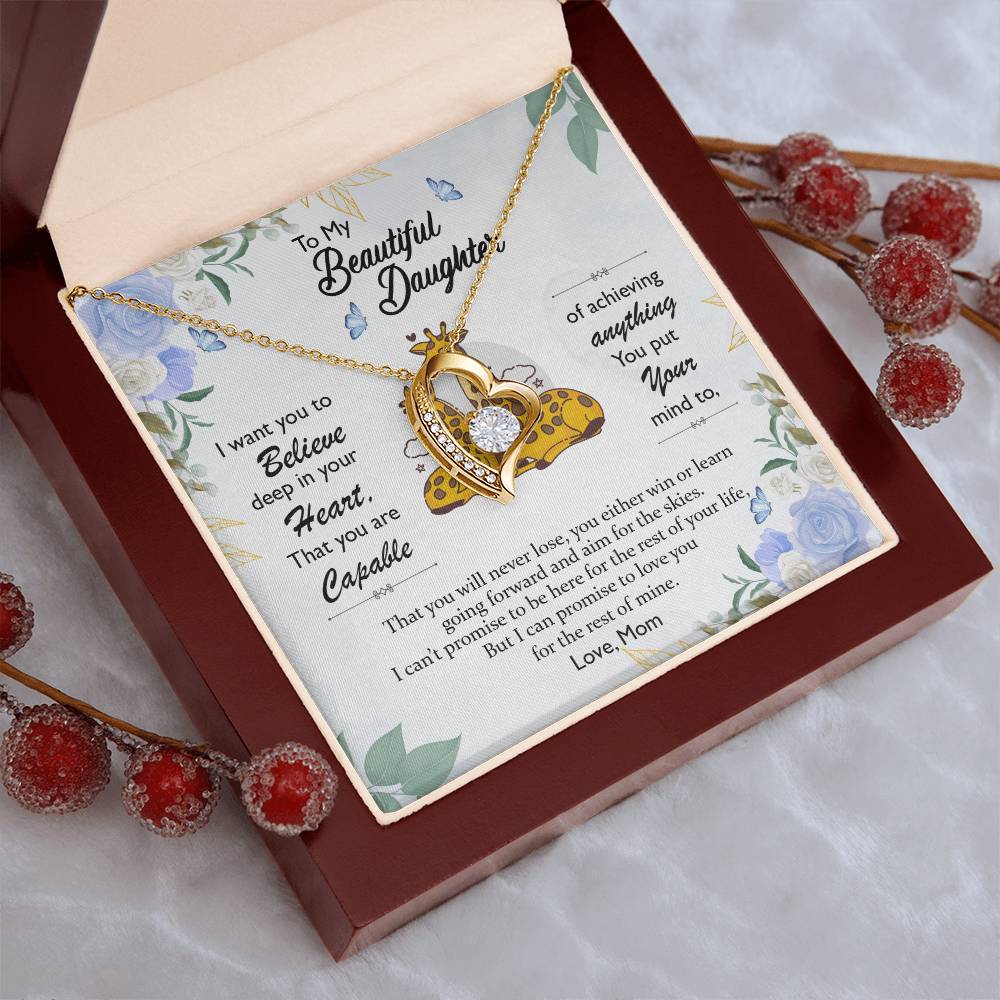 To My Daughter Giraffe Necklace Gift From Mom Birthday Gift For Daughter Sentimental Gift For Teenage Daughter Jewelry For Forever Love Necklace