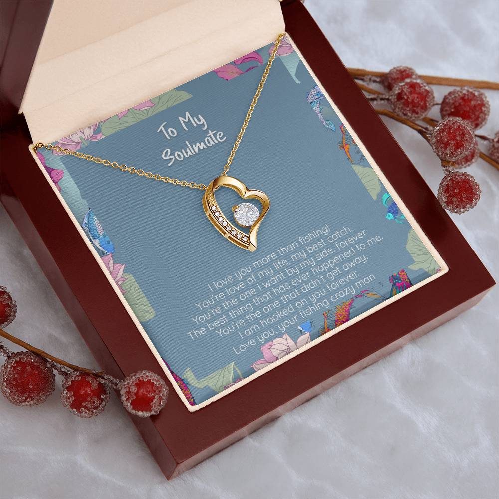 I Love You More Than Fishing 14k White Gold Or 18k Yellow Gold Finish Crystal Pendant Necklace Forever Love Necklace