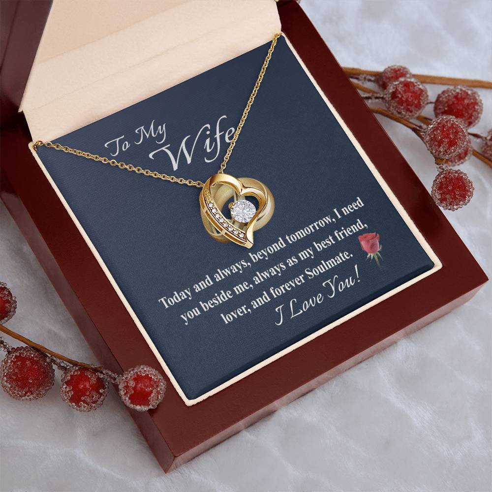 To My Wife Message Card With Heart Necklace Gift Necklace For Wife From Husband Anniversary And Birthday Gift For Wife Forever Love Necklace