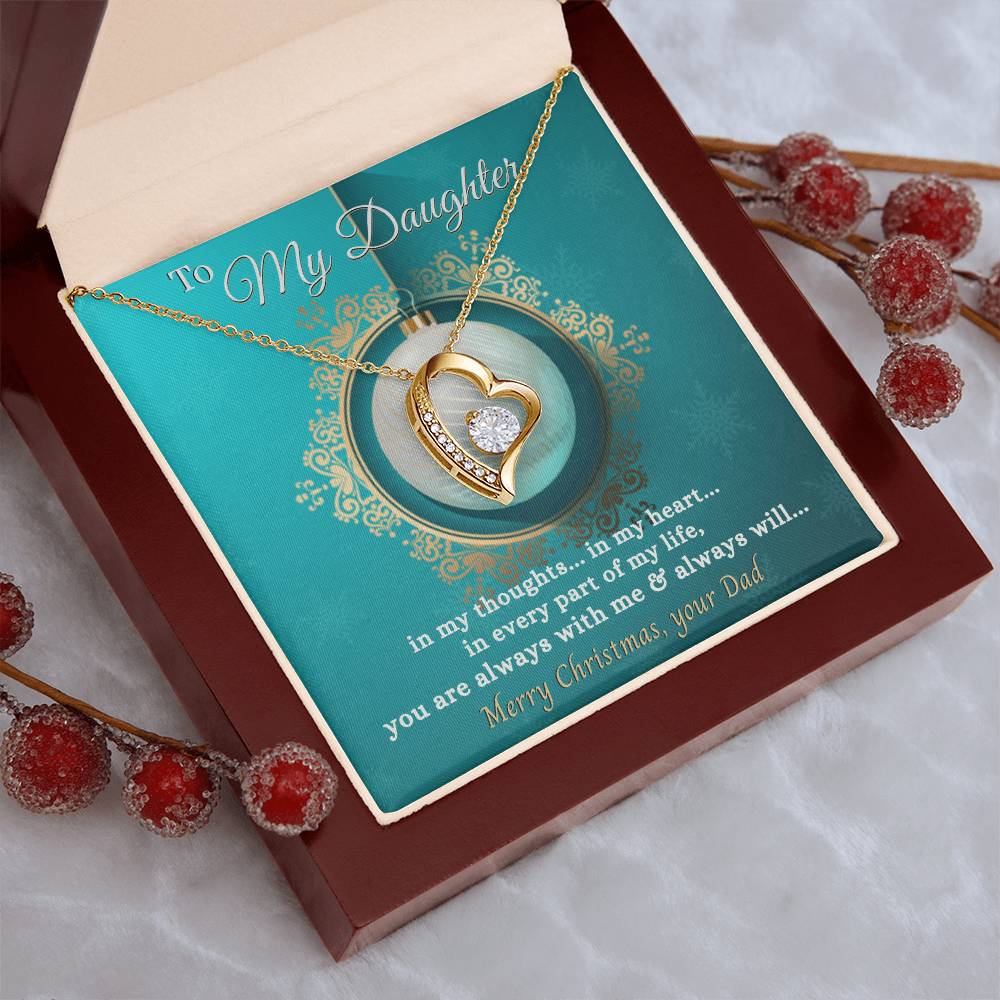To My Daughter Heart Necklace Forever Love Necklace