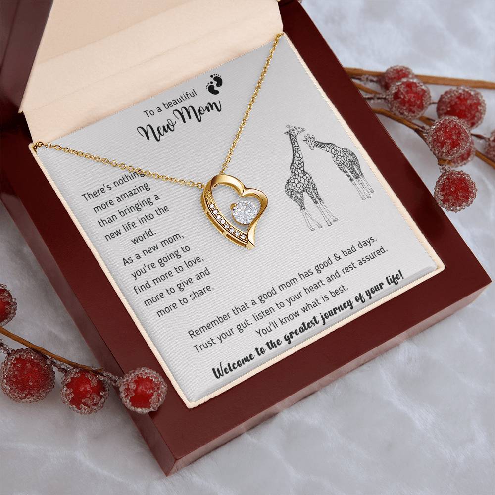 The Most Meaningful Gift For A New Mom Giraffe Necklace New Mom Mother's Day Gift First Time Mom Gift New Mom Gift Forever Love Necklace