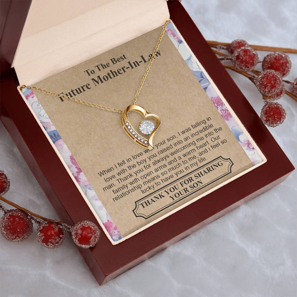 To The Best Future Motherinlaw Thank You For Always Welcoming Me Into The Family With Open Arms And A Warm Heart Wedding Necklace Mothers Day Forever Love Necklace
