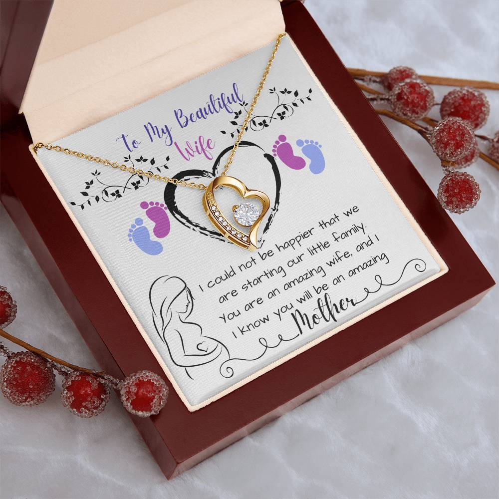 To My Beautiful Wife Soon To Be Mom Forever Love Necklace Forever Love Necklace