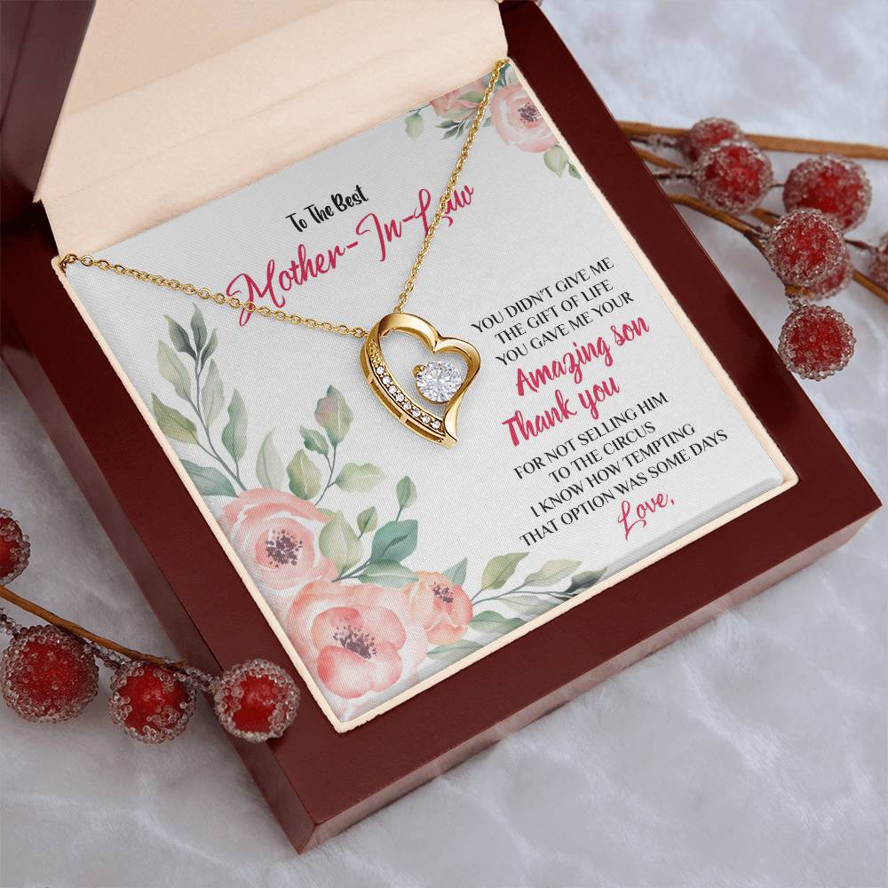 Happy Mother's Day Gift Best Mother In Law Forever Love Necklace
