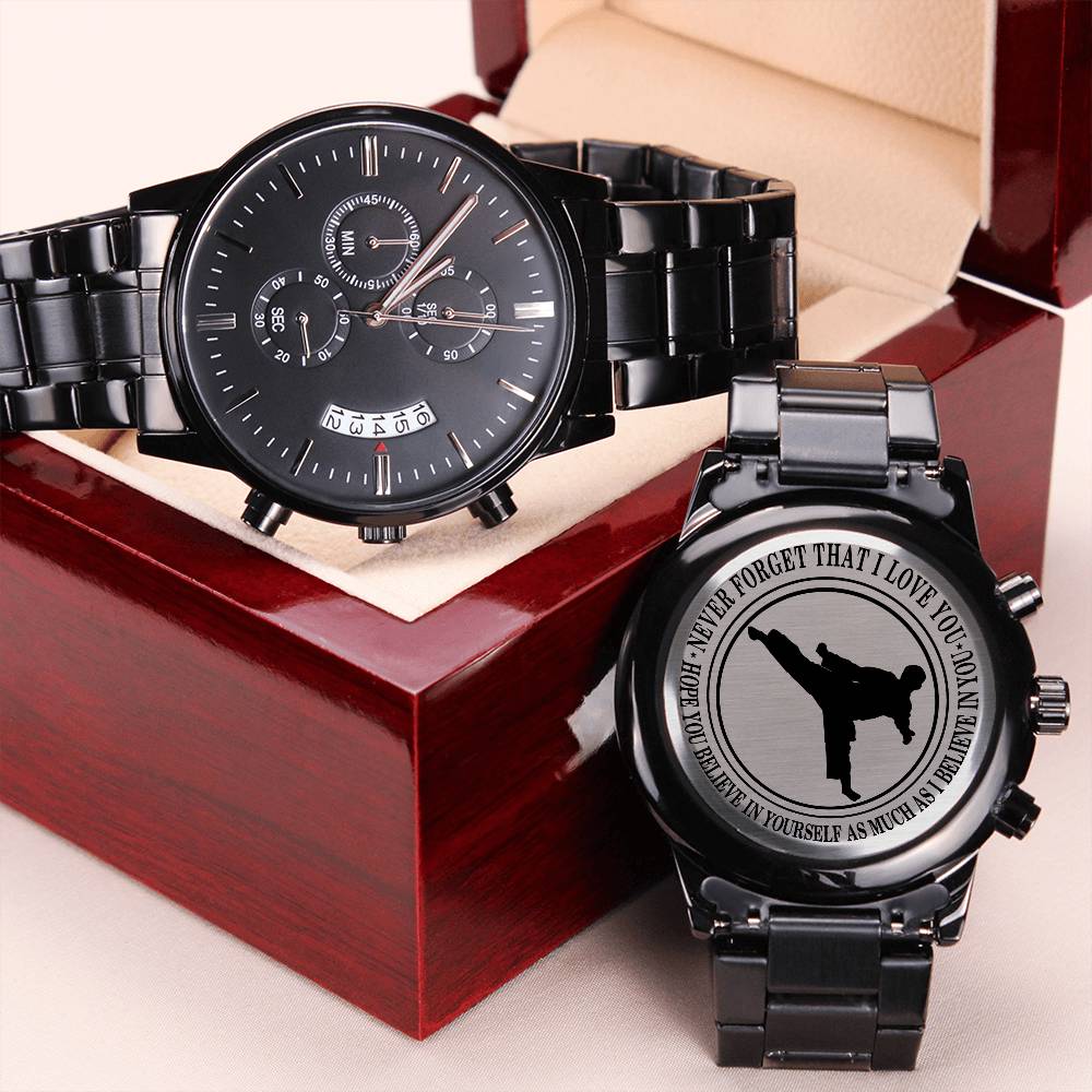 To My Taekwondo Son Engraving Chronograph Watch